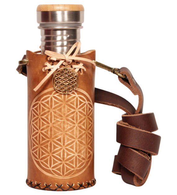 Flower of life Timber brown Deluxe Vesica waterbottlecase 1 of 4 A 532ml