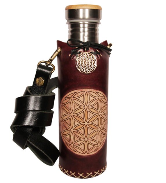 Flower of life mohogany Deluxe Vesica waterbottlecase 1 of 4