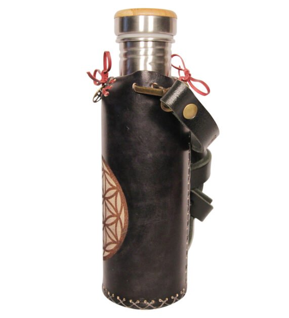 Flower of life black Deluxe Vesica waterbottle 2 of 4
