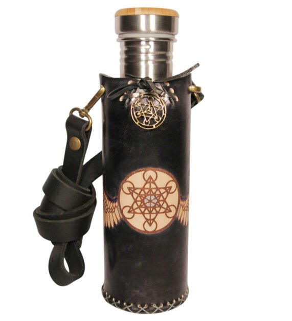 Metatrons Wings black Deluxe Vesica waterbottlecase 1 of 4