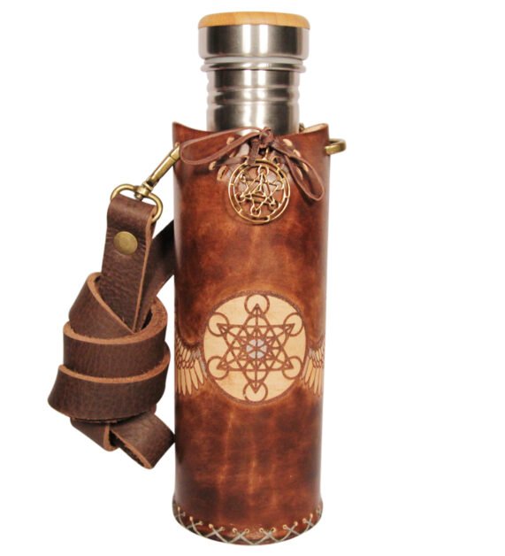 Metatrons Wings brown Deluxe Vesica waterbottlecase 1 of 4