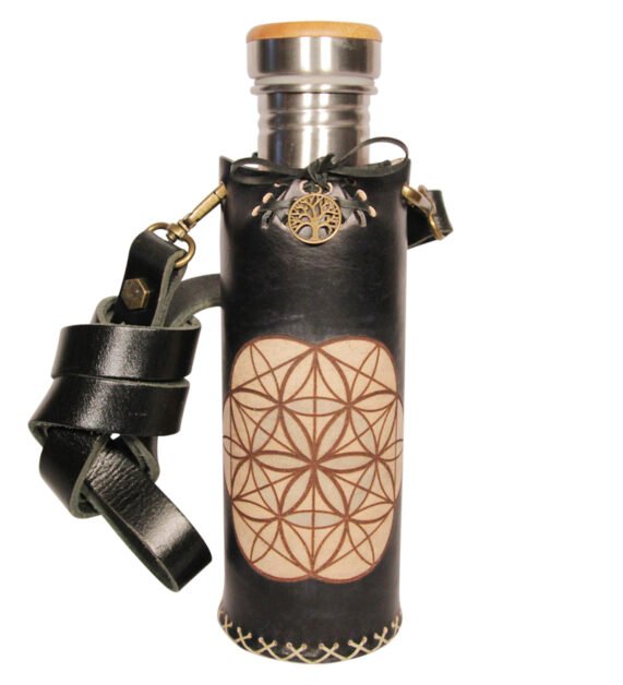 Seed of life sqr black Deluxe Vesica waterbottlecase 1 of 4
