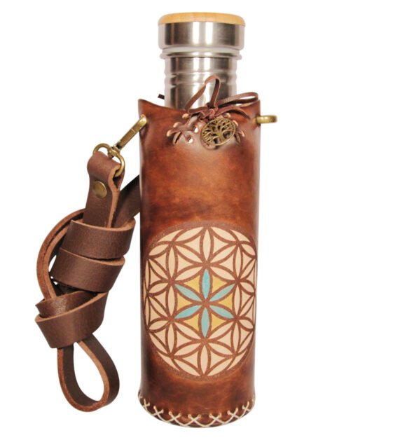 Seed of life brown Deluxe Vesica waterbottlecase 1 of 4