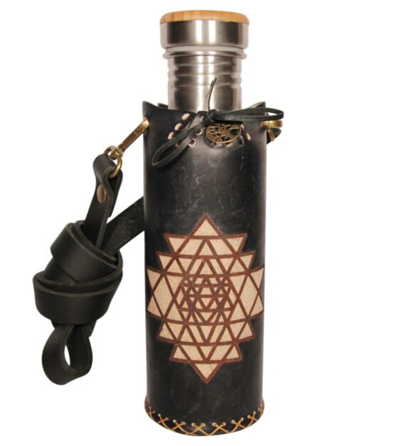 Sri Yantra black Deluxe Vesica waterbottlecase Collage 1 of 4