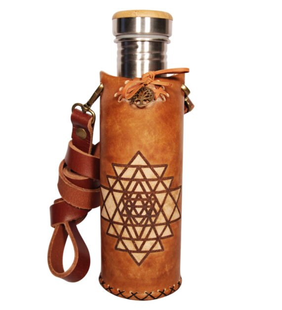 Sri Yantra timbrown Deluxe Vesica waterbottlecase 1 of 4