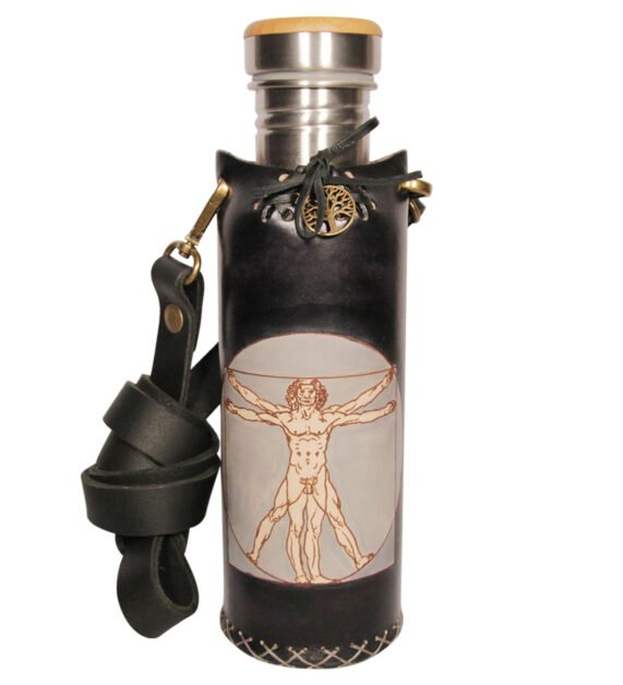 Vituvian man black Deluxe Vesica waterbottlecase 1 of 4